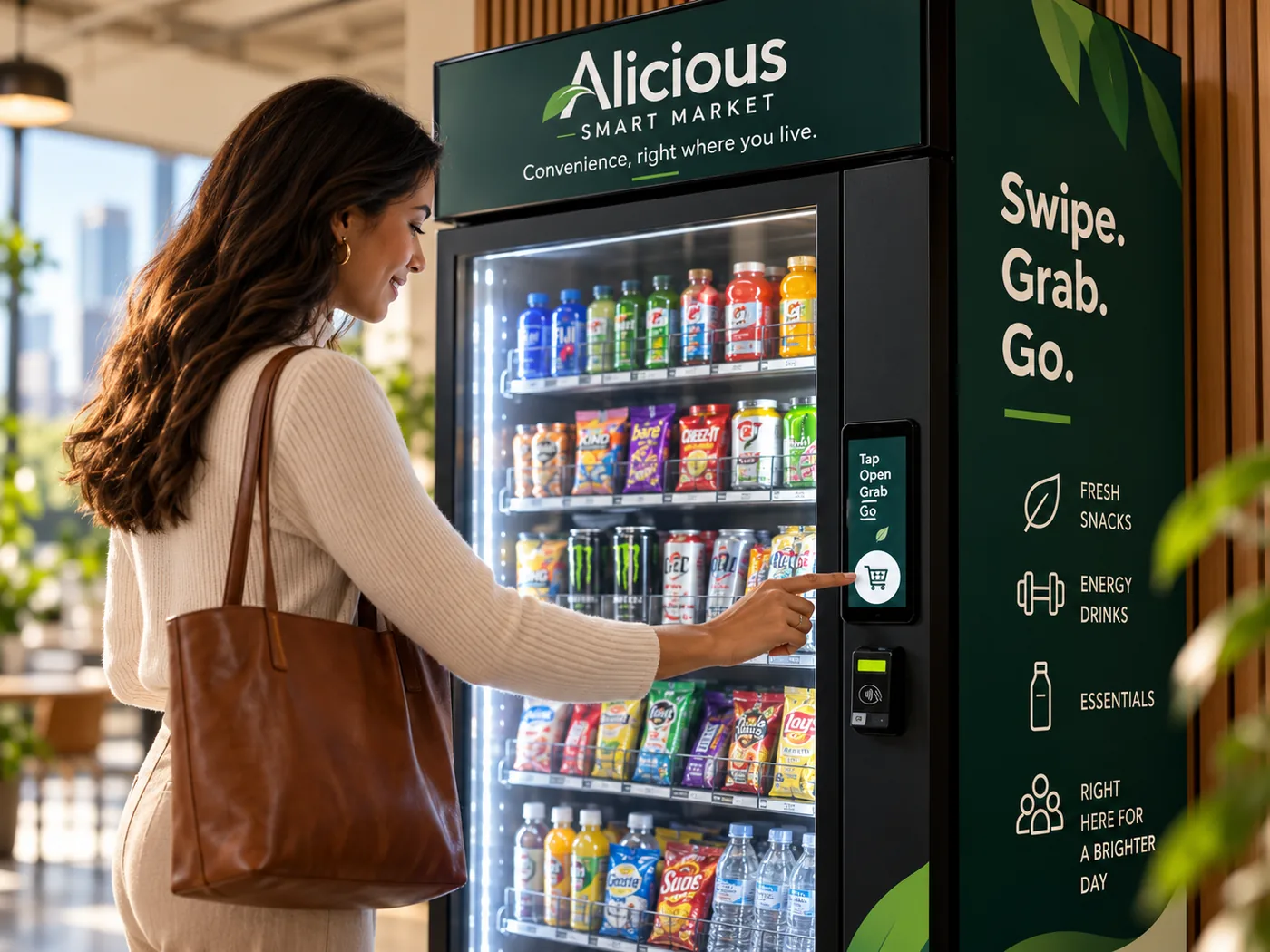 Customer using the Alicious Smart Market payment interface